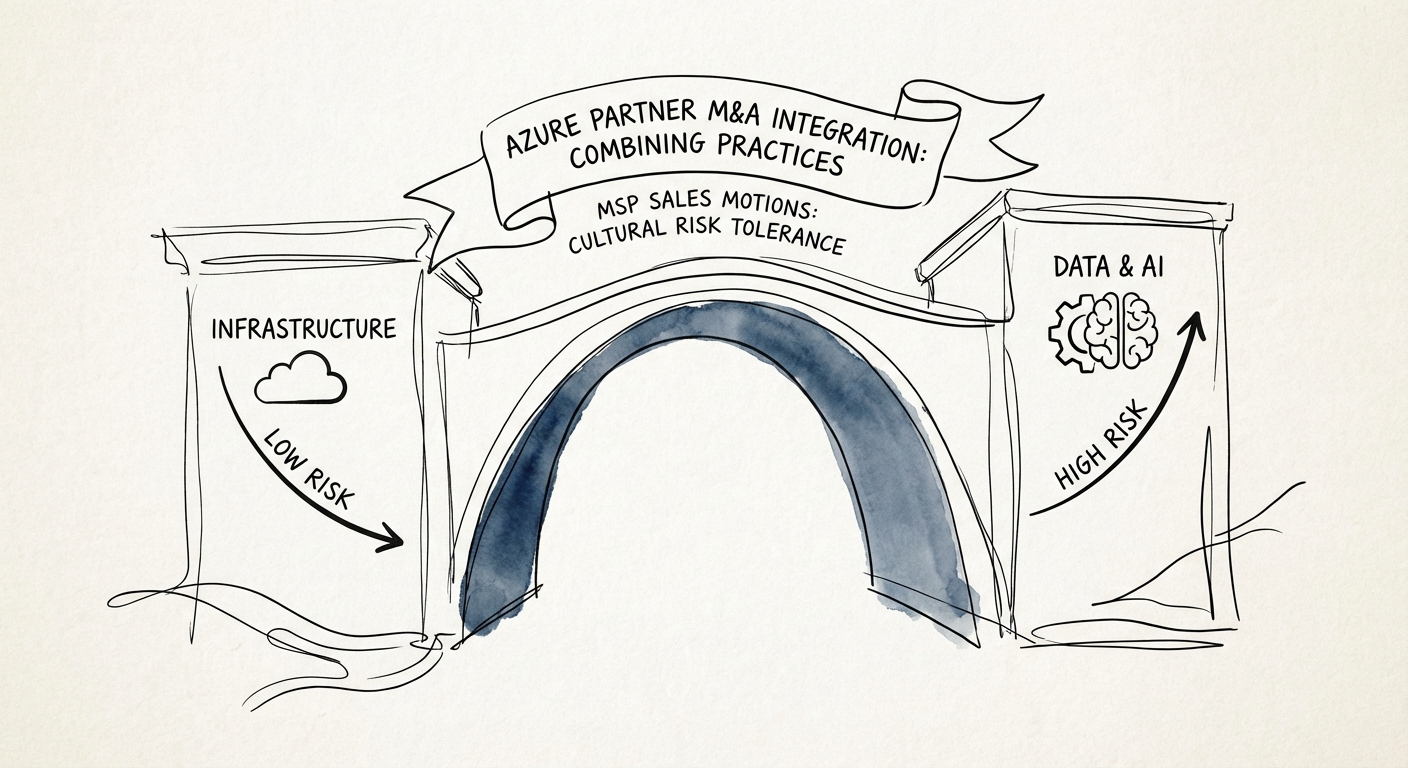 Chart comparing Infrastructure vs Data & AI cultural risk tolerance in MSP sales motions