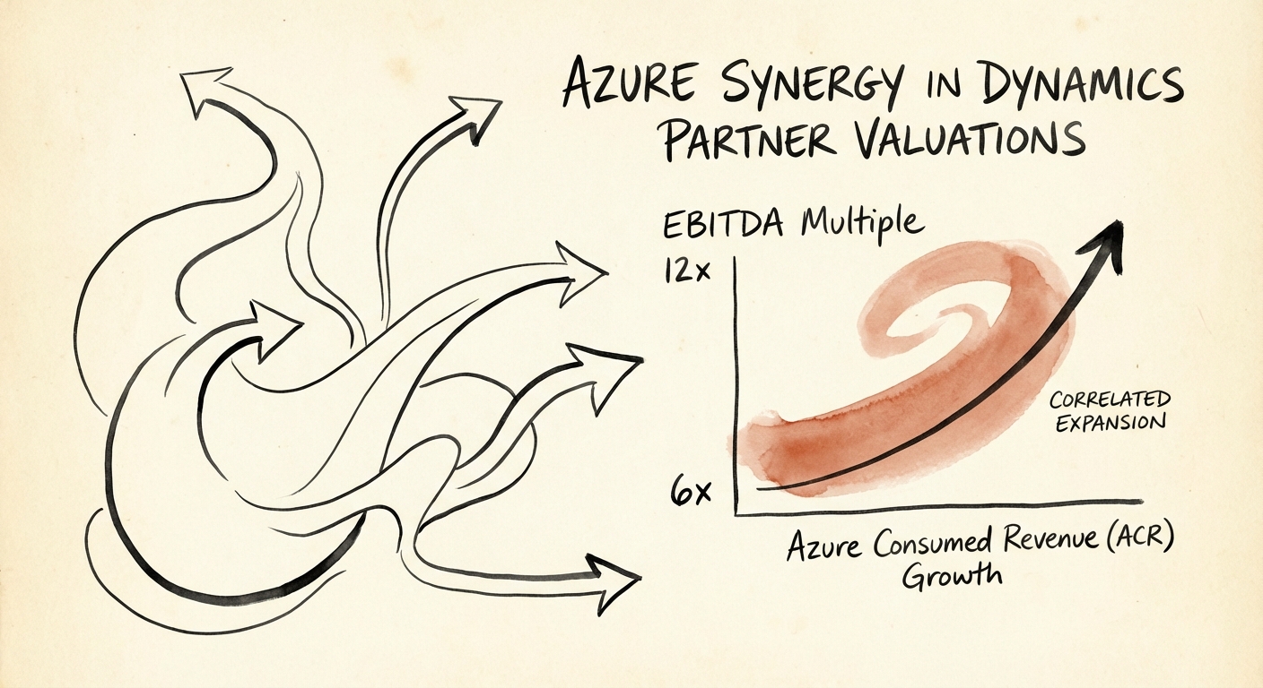 Chart showing EBITDA multiple expansion from 6x to 12x correlated with Azure Consumed Revenue (ACR) growth.