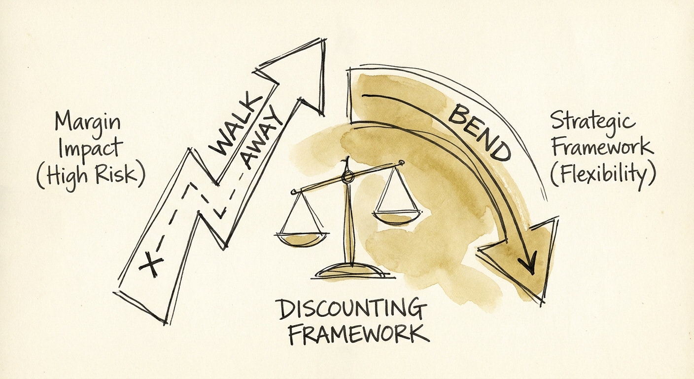A strategic framework for B2B discounting showing margin impact and walk-away points
