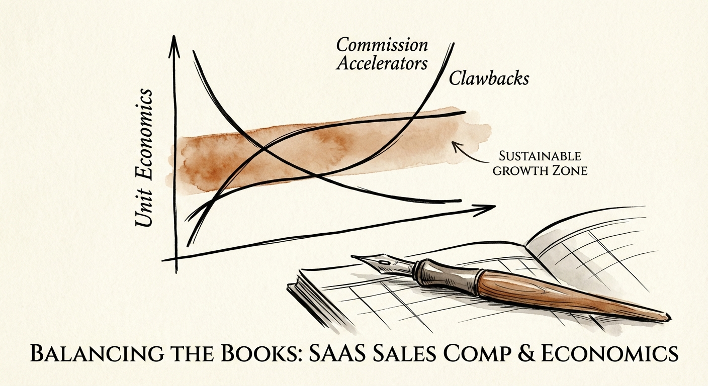 Chart showing the impact of commission accelerators and clawbacks on SaaS unit economics