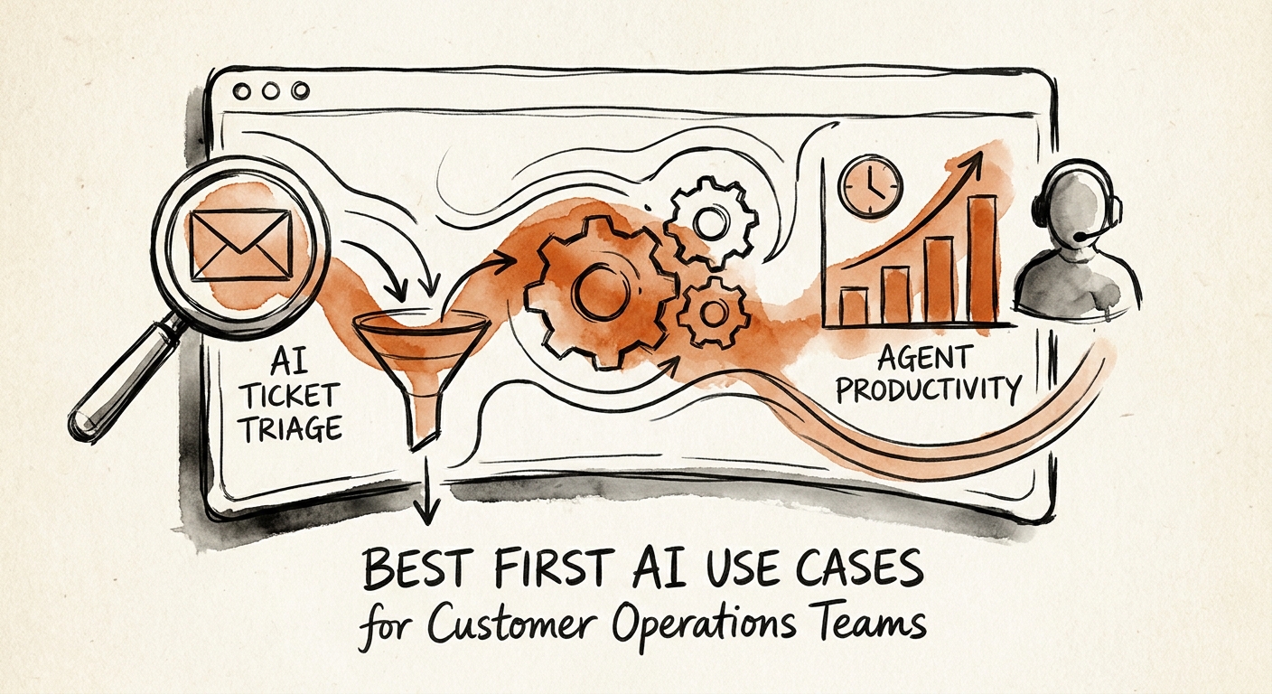 Operator workspace reviewing first AI use cases priorities for a customer operations team.