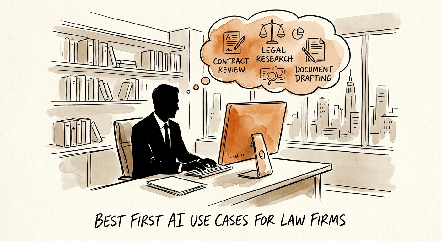 A law-firm managing partner or operations leader reviewing a governed AI workflow for document intake, matter triage, and billing narrative cleanup.