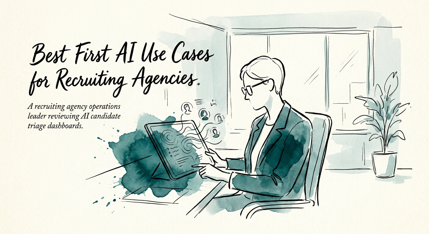 Recruiting agency operator reviewing AI-assisted candidate workflow options.