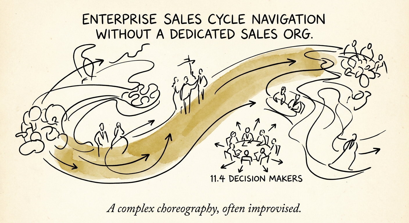 A diagram showing the 11.4 decision makers in a typical B2B enterprise buying group