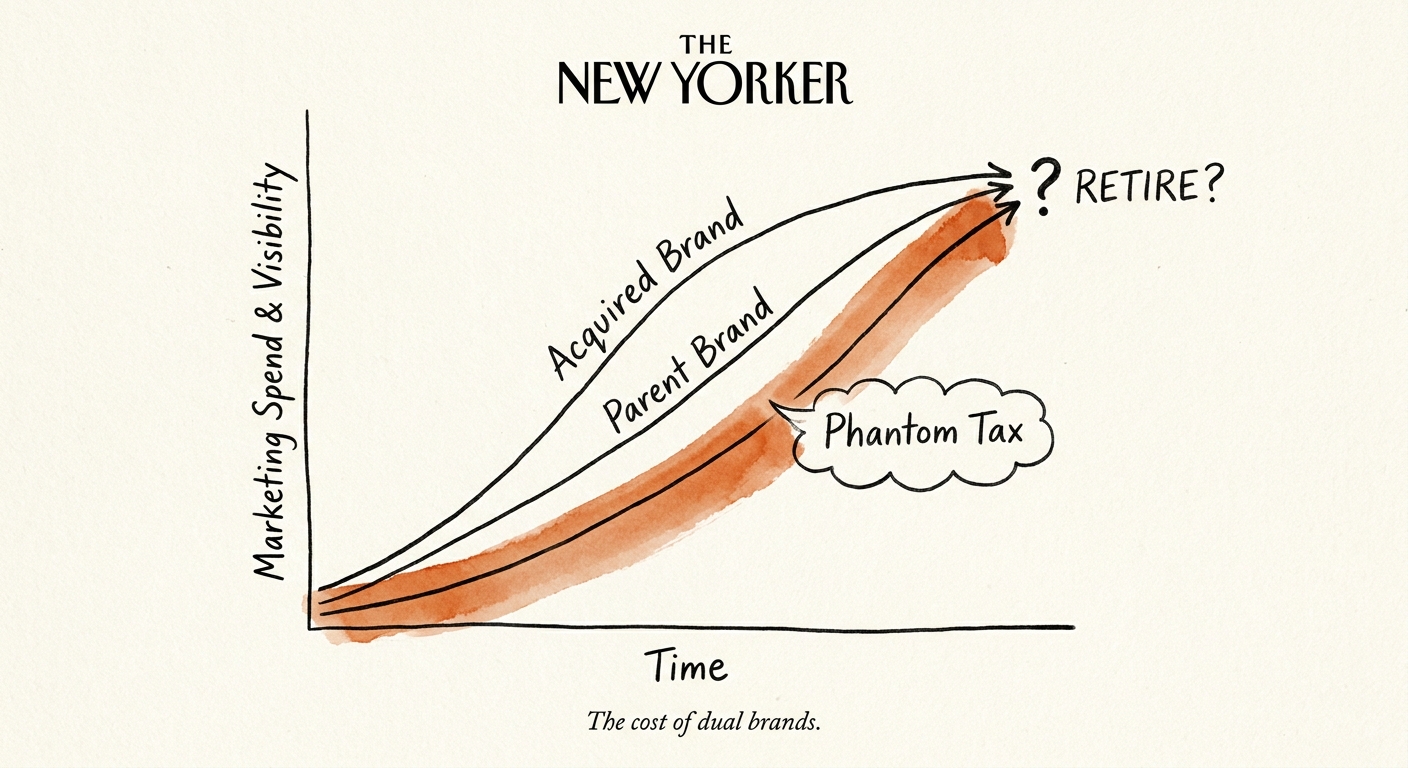 Graph illustrating the phantom tax of maintaining dual brands on marketing spend and visibility