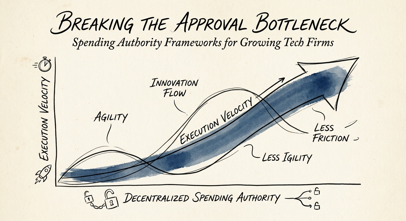 Chart showing the correlation between decentralized spending authority and execution velocity in tech firms.
