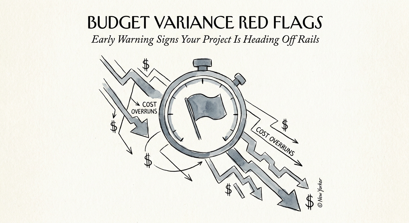 A red dashboard indicating critical budget variance and cascading project cost overruns.