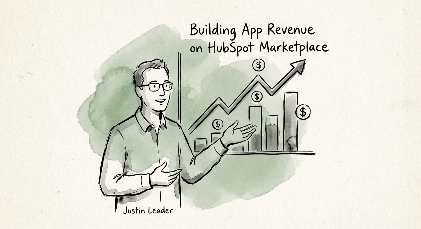 Justin Leader analyzing HubSpot Marketplace ecosystem revenue growth chart
