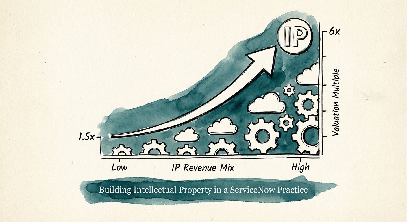 Graph showing valuation multiple expansion from 1.5x to 6x as intellectual property revenue mix increases