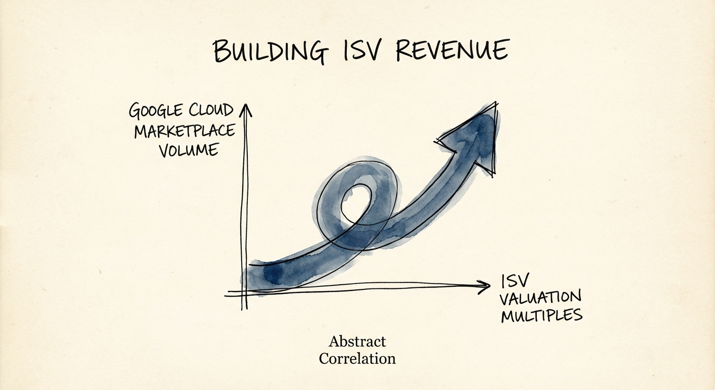 Graph showing the correlation between Google Cloud Marketplace transaction volume and ISV valuation multiples