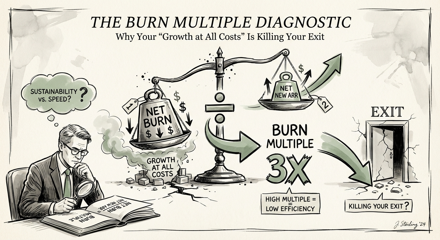 A formula visualization showing Net Burn divided by Net New ARR equals Burn Multiple.
