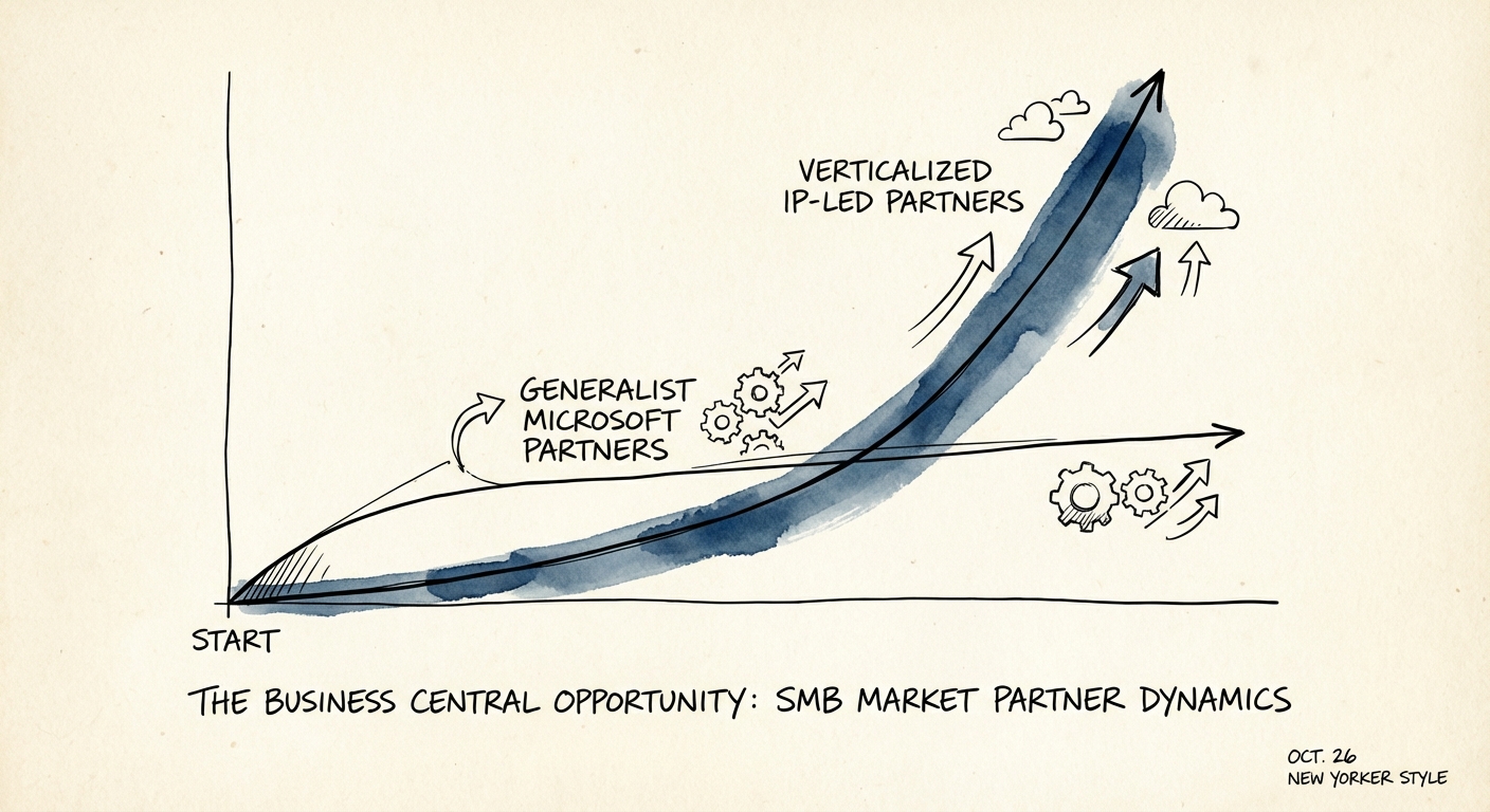 Graph showing the divergence in valuation multiples between generalist Microsoft partners and verticalized IP-led partners.