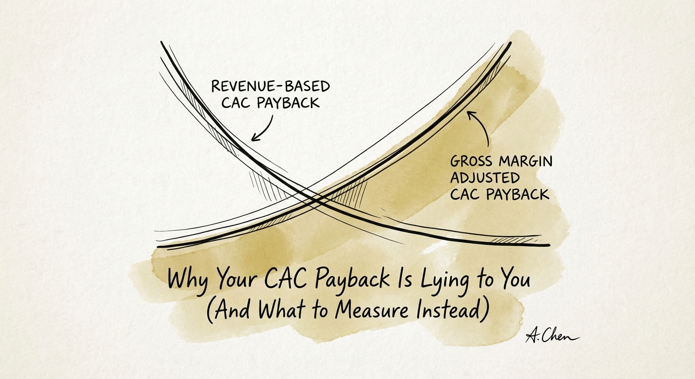 Graph showing the difference between Revenue-Based CAC Payback and Gross Margin Adjusted CAC Payback.