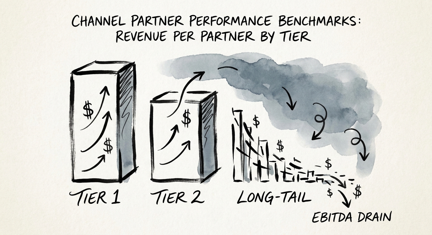 Financial diagnostic dashboard showing the EBITDA drain caused by long-tail channel partners.