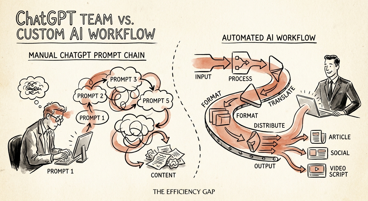 marketing and sales reviewing approved source material before repurposing content with AI.