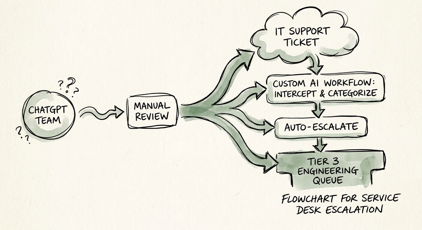 Build-vs-buy decision map for service desk escalation automation.