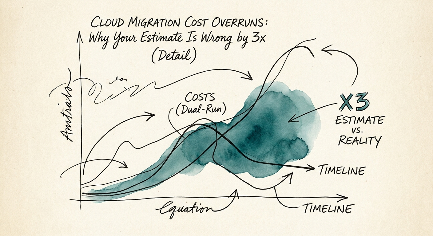 Graph showing the intersection of dual-run costs and migration
timelines.