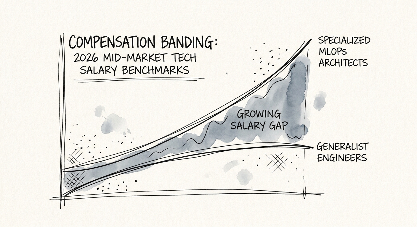 A comparison chart showing the growing salary gap between generalist engineers and specialized MLOps architects.