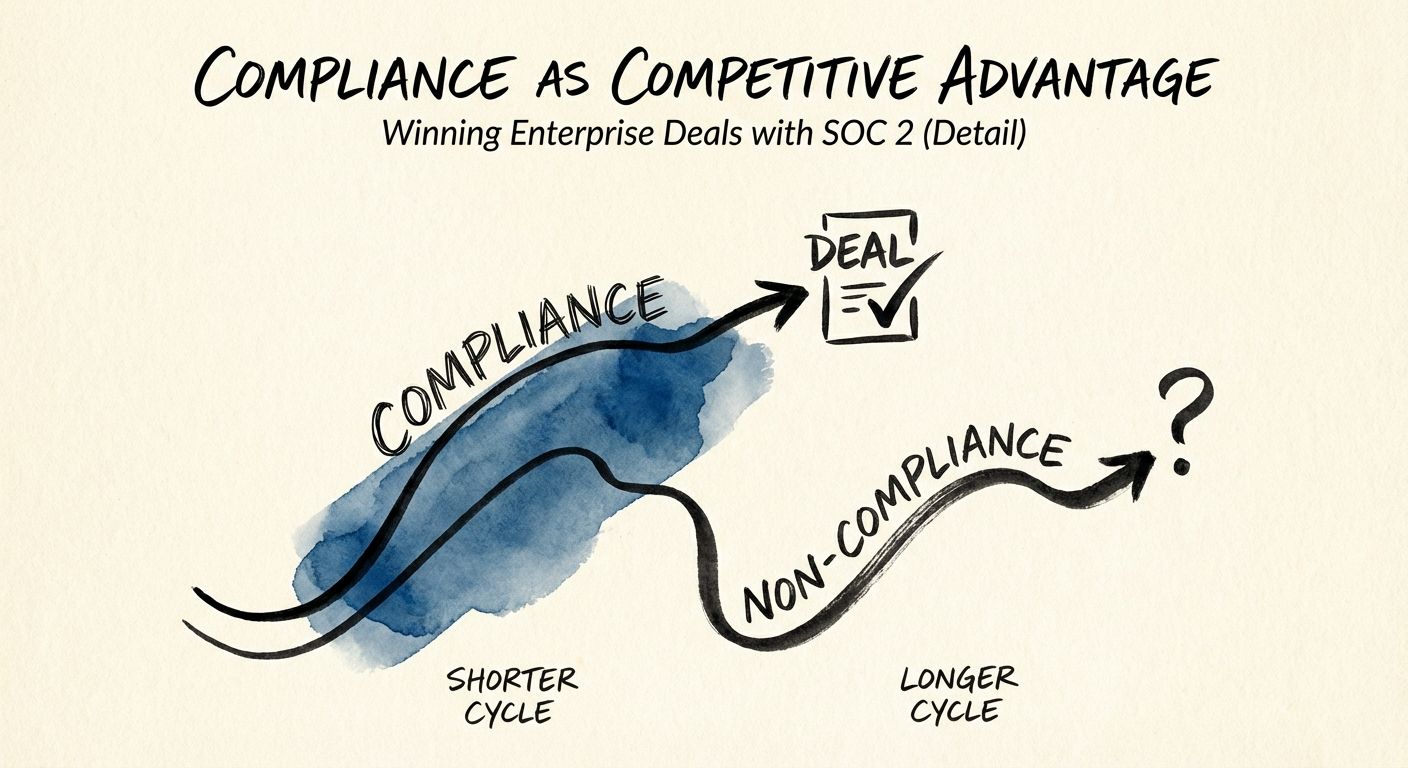 Chart comparing sales cycle lengths for compliant vs non-compliant
B2B SaaS firms