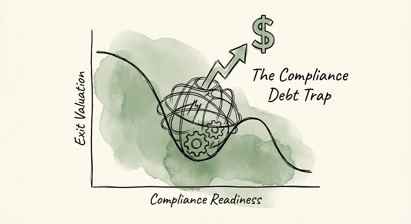 Graph showing the correlation between compliance readiness and exit valuation multiples.