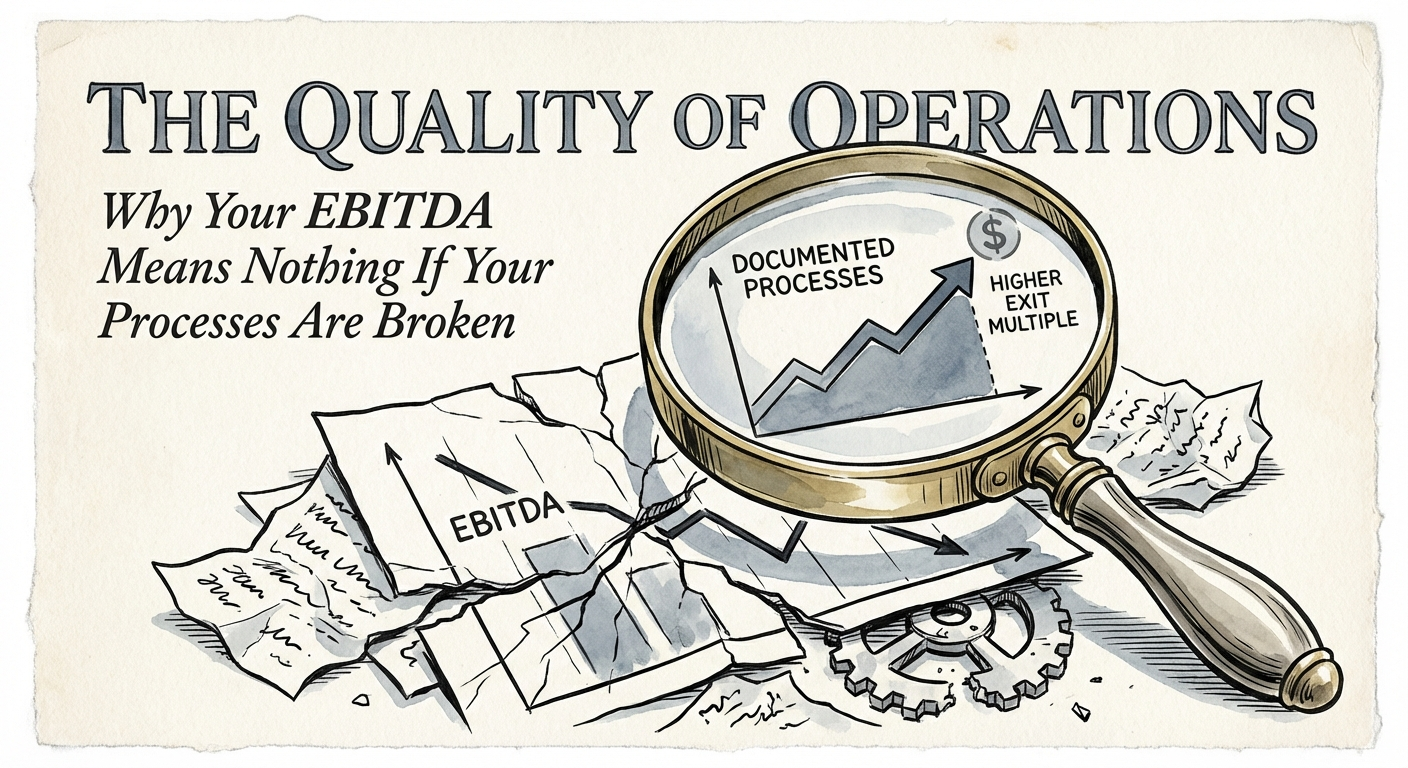 Chart showing the correlation between documented processes and exit valuation multiples
