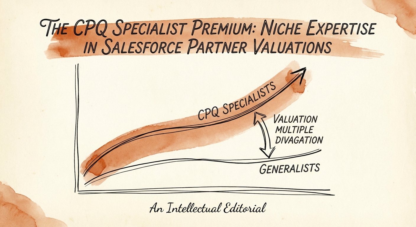 Graph showing valuation multiple divergence between generalist Salesforce partners and CPQ specialists