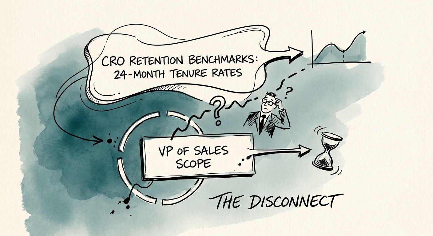 A diagram illustrating the disconnect between a CRO's target metrics and a VP of Sales scope.