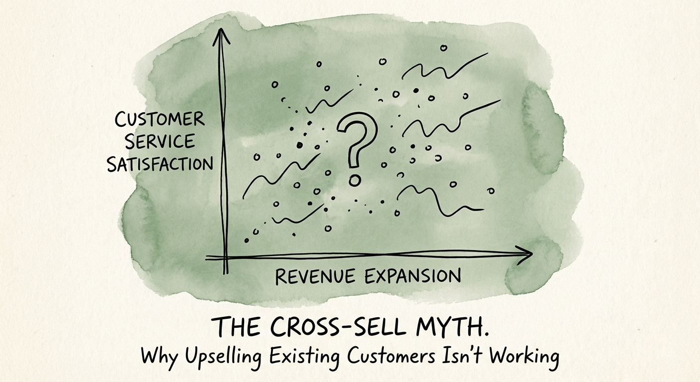 Graph showing the lack of correlation between customer service satisfaction scores and revenue expansion in B2B SaaS accounts.