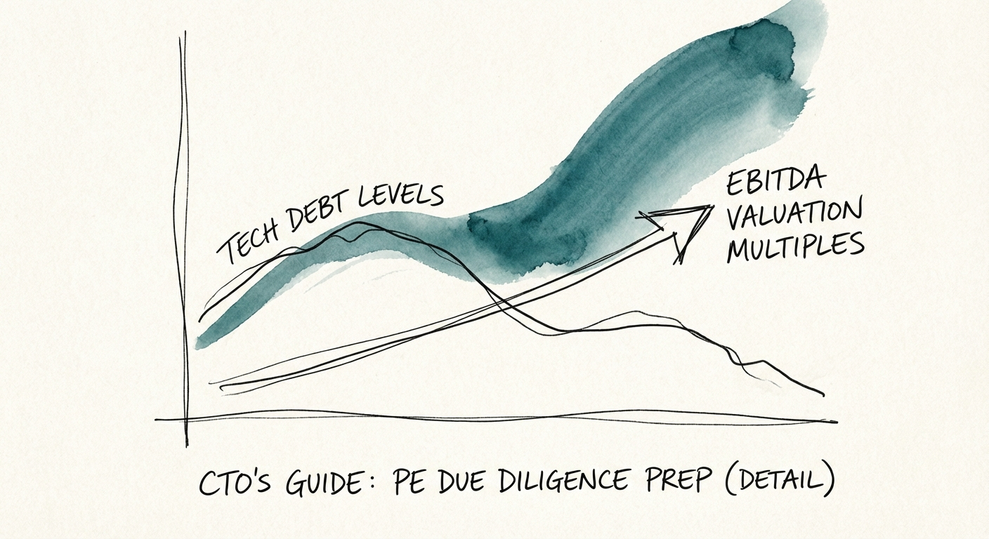 Chart showing the correlation between technical debt levels and EBITDA valuation multiples