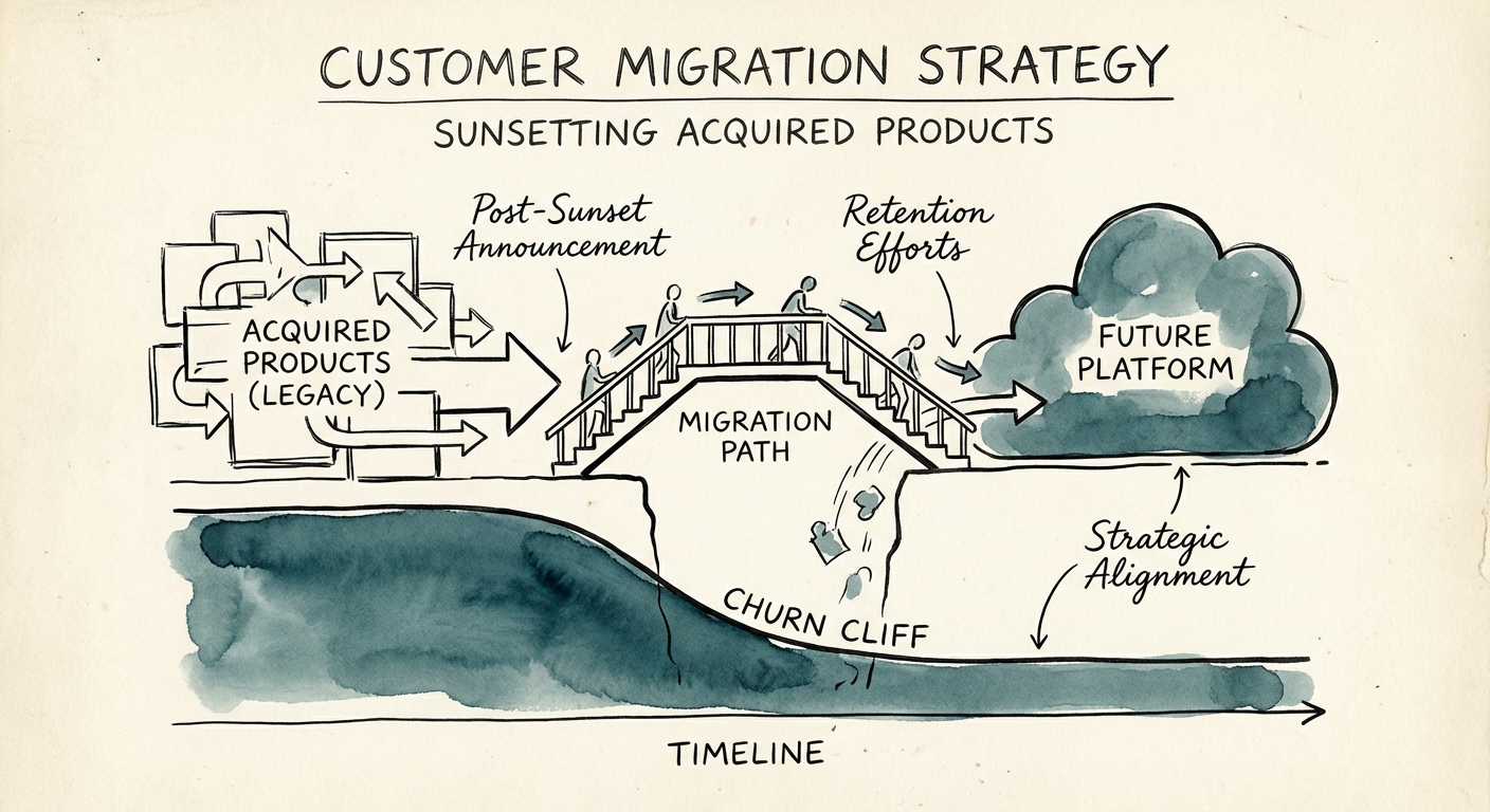 Chart illustrating the 'Churn Cliff' timeline post-sunset announcement.