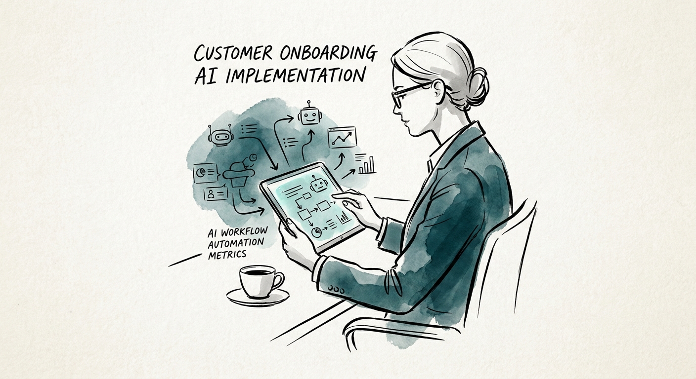 Consulting operations team reviewing AI-assisted customer onboarding workflow and client intake checklist.