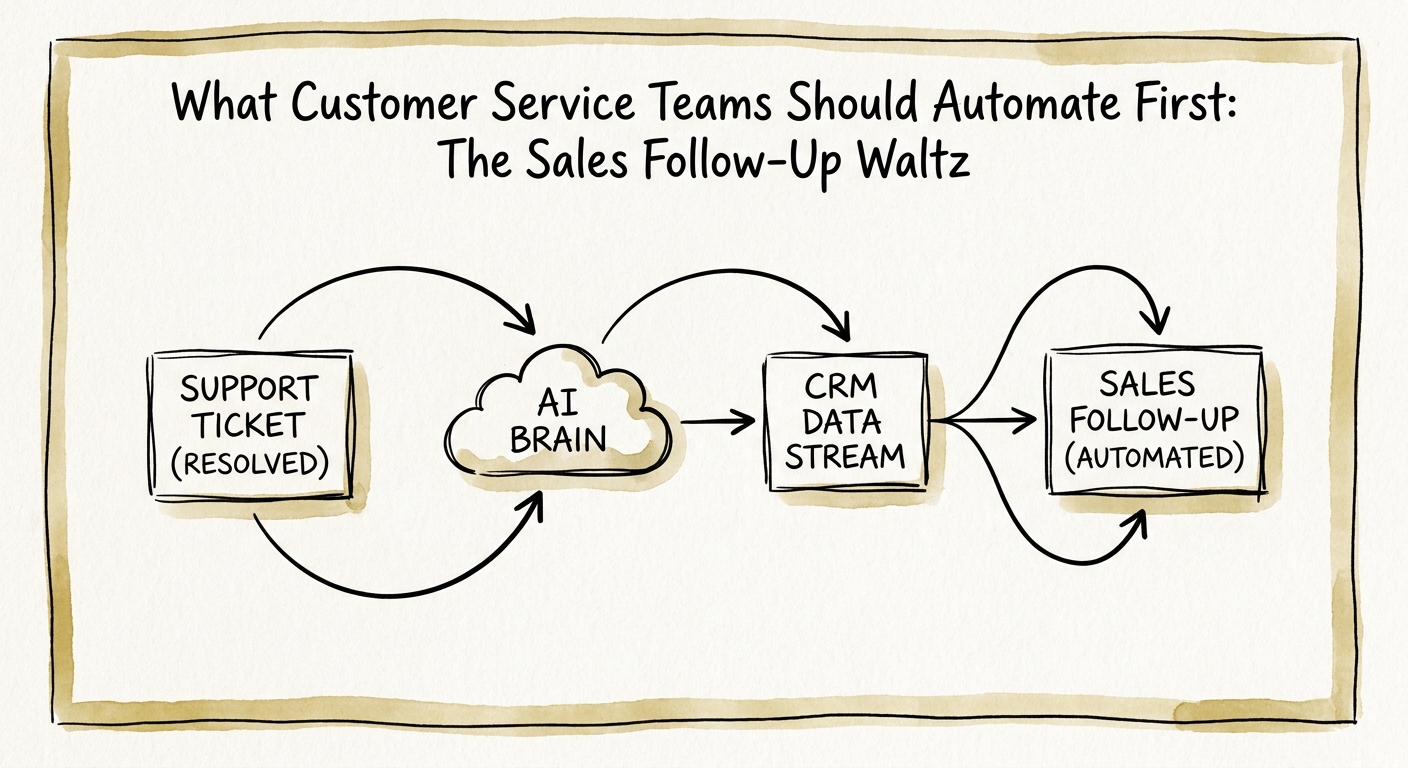 Customer service team reviewing AI-assisted sales follow-up suggestions based on support tickets, account context, and buying signals.