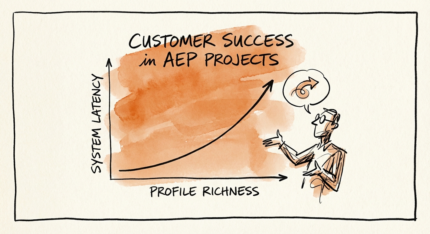 Chart showing the correlation between Profile Richness size and system latency in AEP.