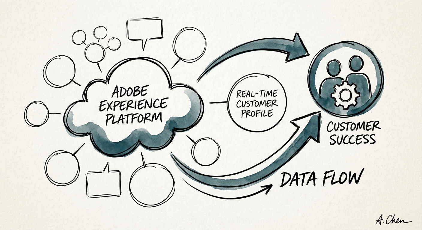 Adobe Experience Platform data flow diagram showing Real-Time Customer Profile architecture.