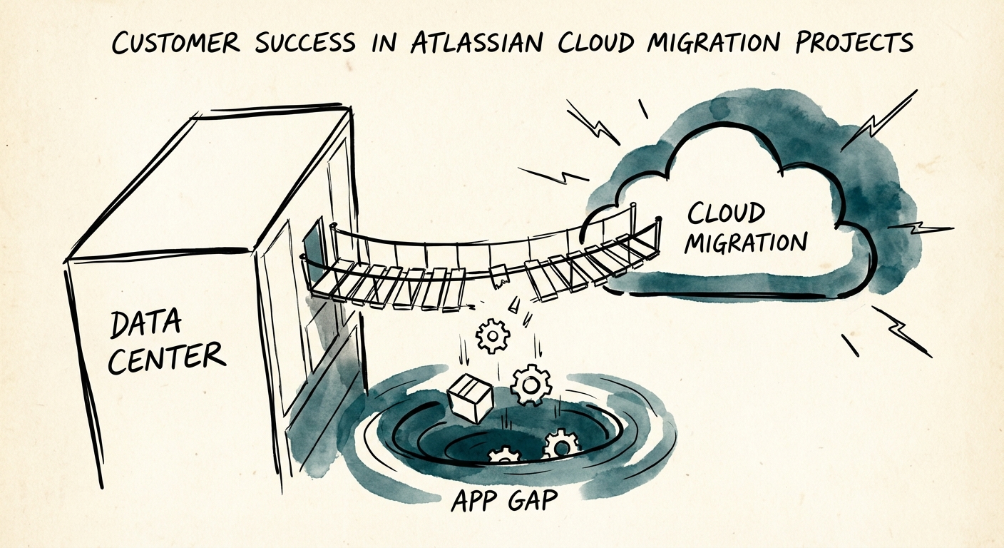 Visual breakdown of the 'App Gap' showing the feature disparity between Data Center and Cloud Marketplace apps