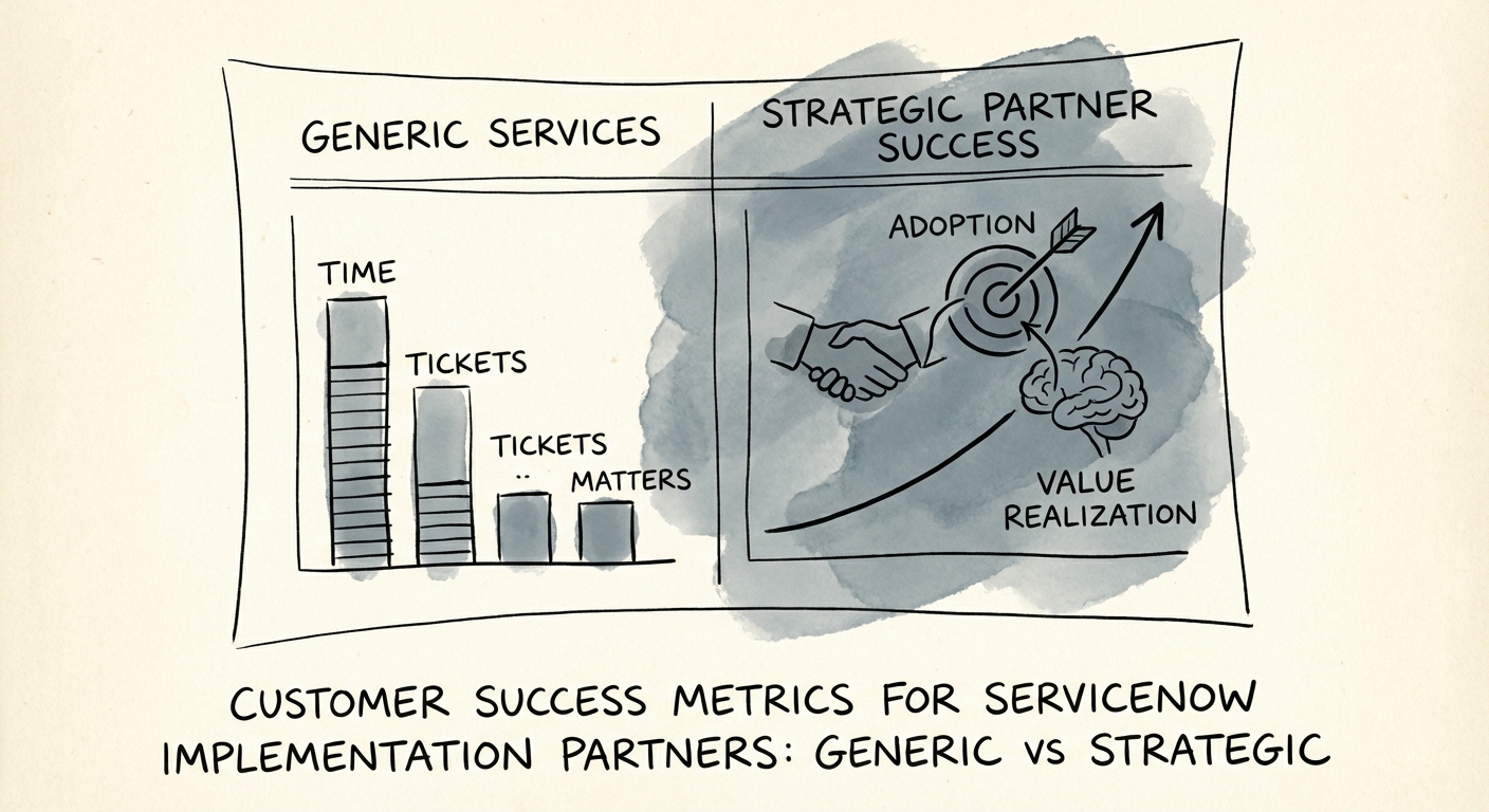 Chart comparing generic services metrics vs strategic partner success metrics