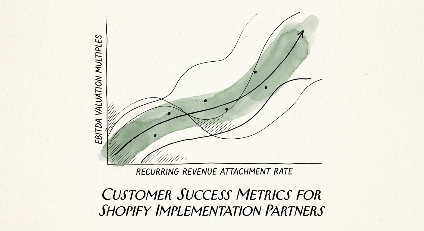 Chart showing the correlation between Recurring Revenue Attachment Rate and EBITDA Valuation Multiples for Shopify Partners.