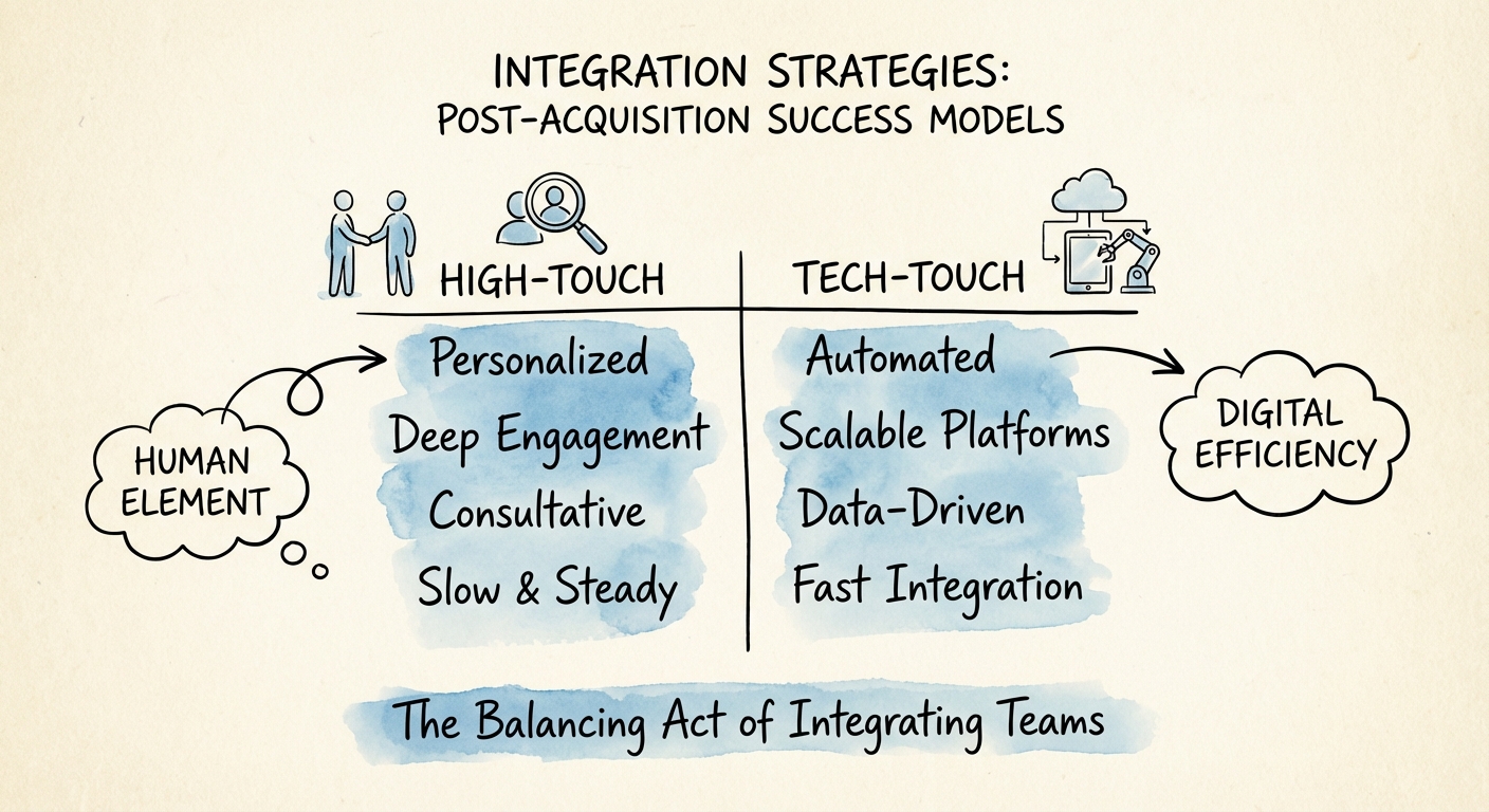 Comparison table of High-Touch vs. Tech-Touch Customer Success operating models