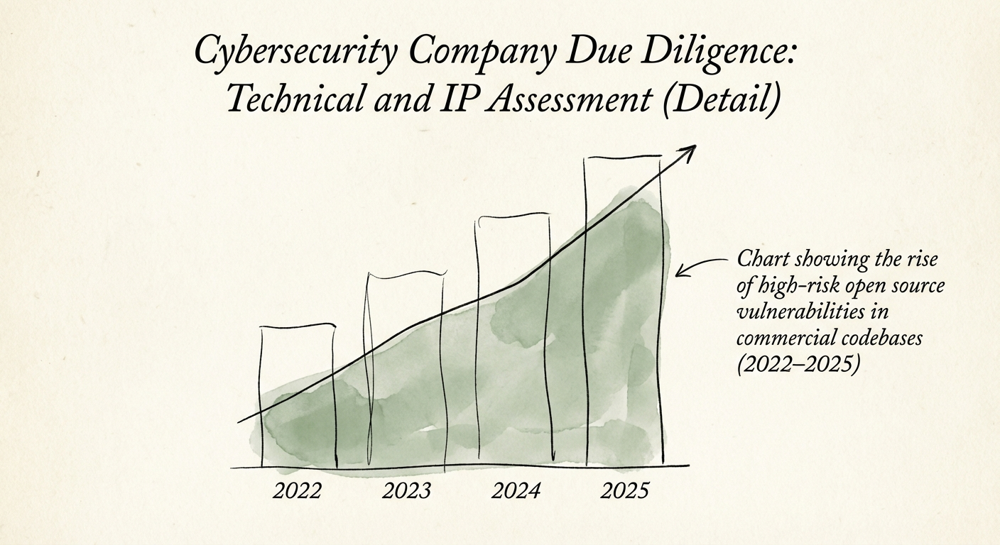 Chart showing the rise of high-risk open source vulnerabilities in commercial codebases from 2022 to 2025.