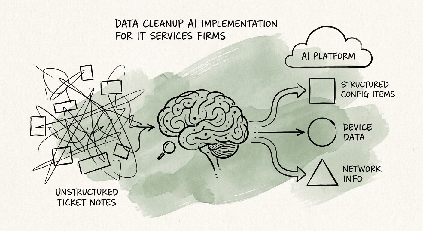 Workflow map showing inputs, review rules, and metrics for data cleanup.