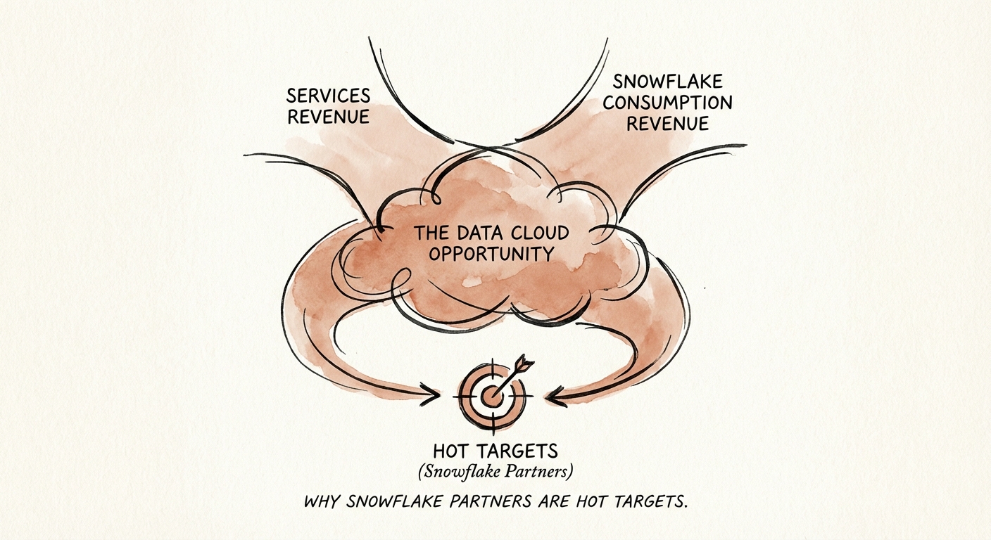 Diagram illustrating the relationship between Services Revenue and Snowflake Consumption Revenue
