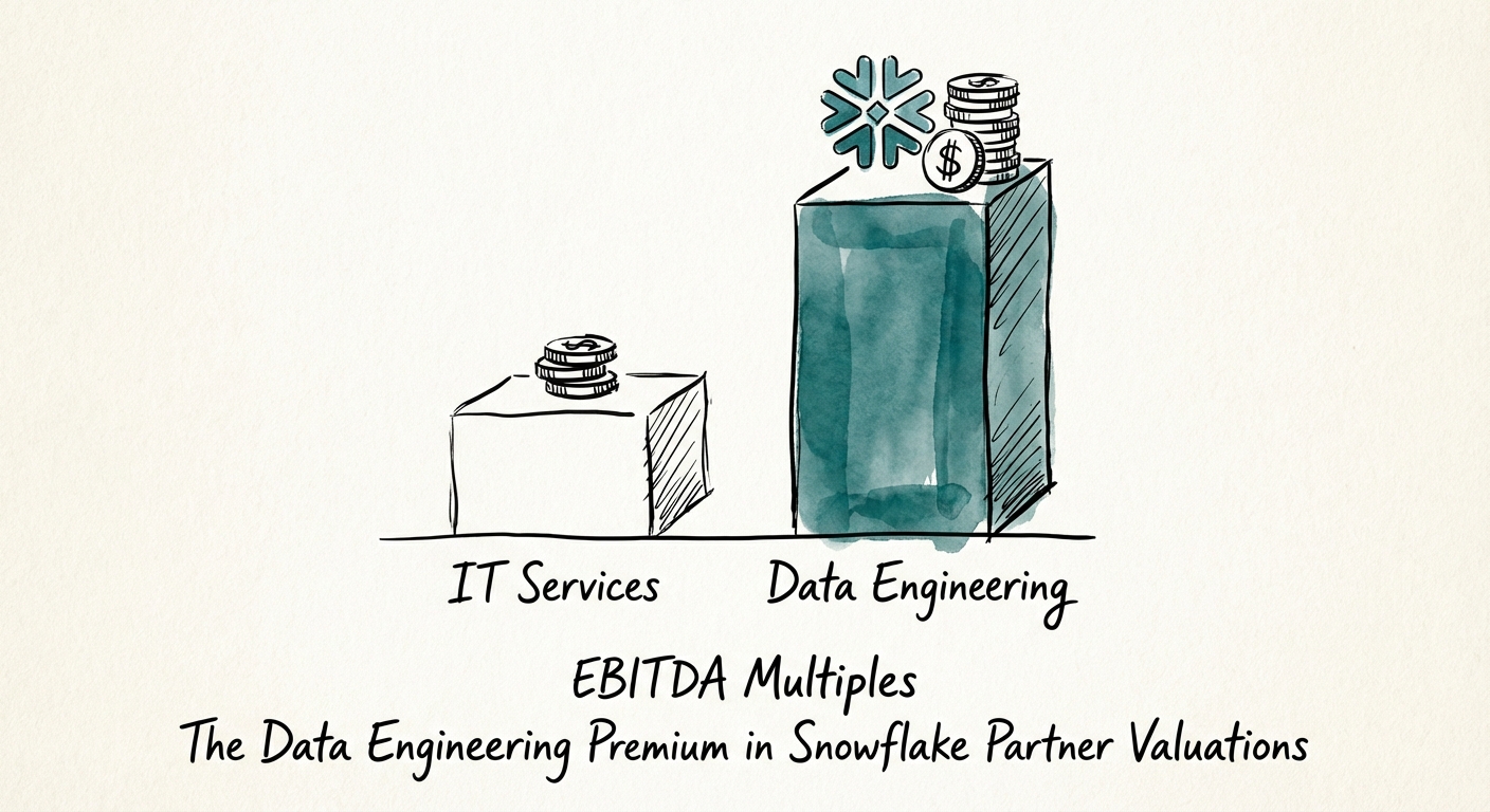 Comparison chart of EBITDA multiples for IT Services vs Data Engineering firms