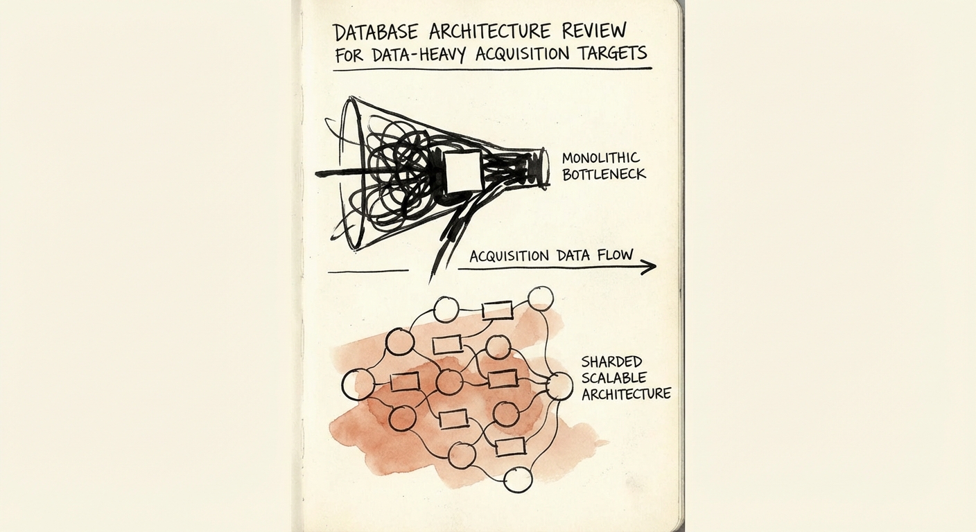 Database architecture diagram showing a monolithic bottleneck vs a sharded scalable architecture
