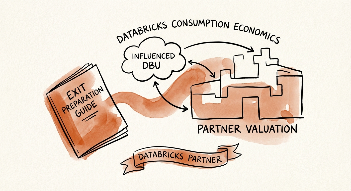 Databricks Consumption Economics Diagram illustrating the relationship between Influenced DBU and Partner Valuation