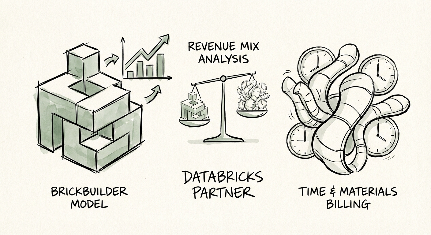 Visual breakdown of the 'Brickbuilder' revenue model vs. traditional Time & Materials billing.