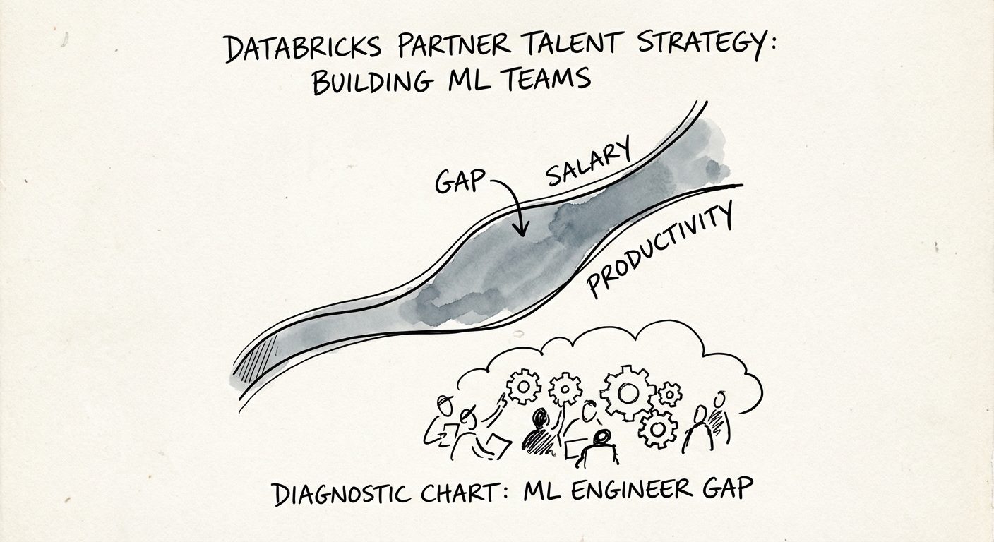 A diagnostic chart showing the salary vs. productivity gap of Databricks ML engineers