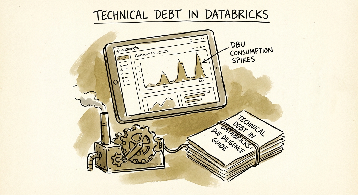 Databricks cluster cost analysis dashboard showing DBU consumption spikes
