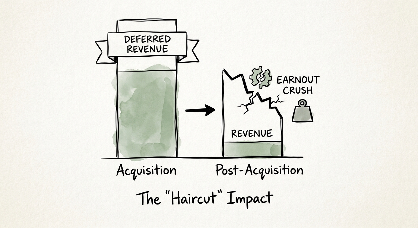 Chart showing the impact of the deferred revenue haircut on GAAP revenue recognition post-acquisition.
