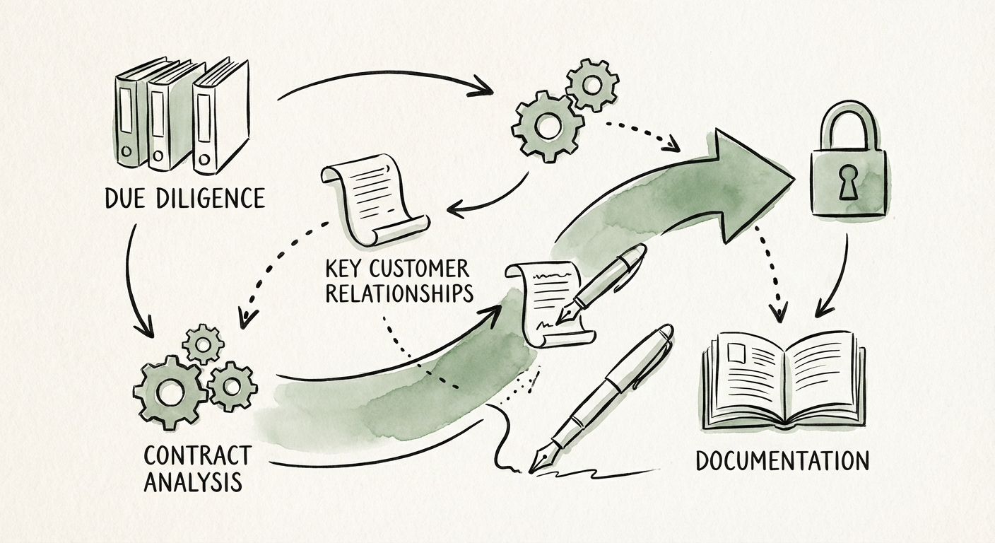 Private equity due diligence checklist focusing on customer relationship documentation and contract analysis