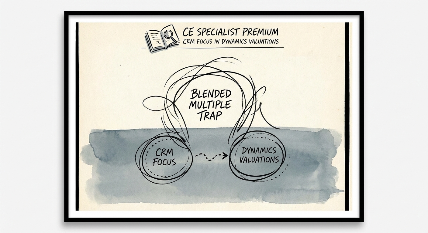 Diagram illustrating the 'Blended Multiple Trap' in professional services valuation